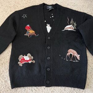 Forever 21 Black Nature Embroidered Cardigan